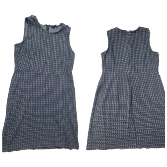 𝅺womens Banana Republic Blue And White Printed Dress with Zipper Back, Petite - Picture 1 of 5